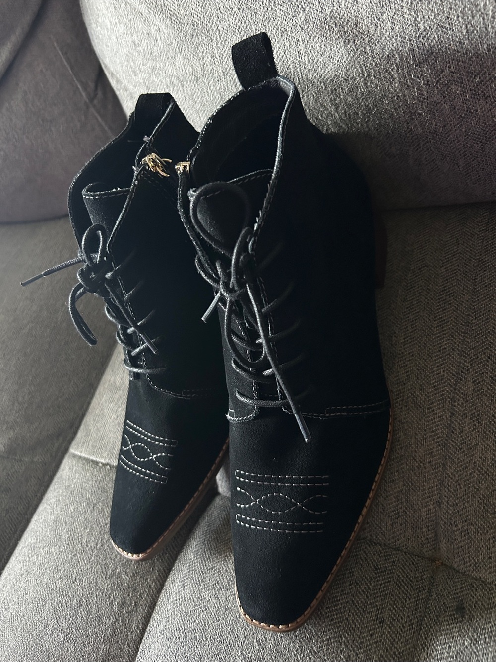 Kelsi Dagger Suede Lace Up Ankle Boots Getaway Black